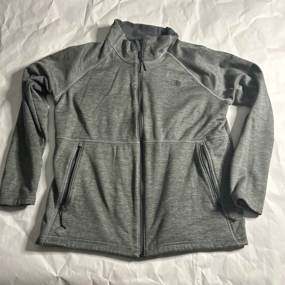 The‎ North Face Womens XL Grey Fleece Lined Zip Up Jacket Thumbholes Outdoors